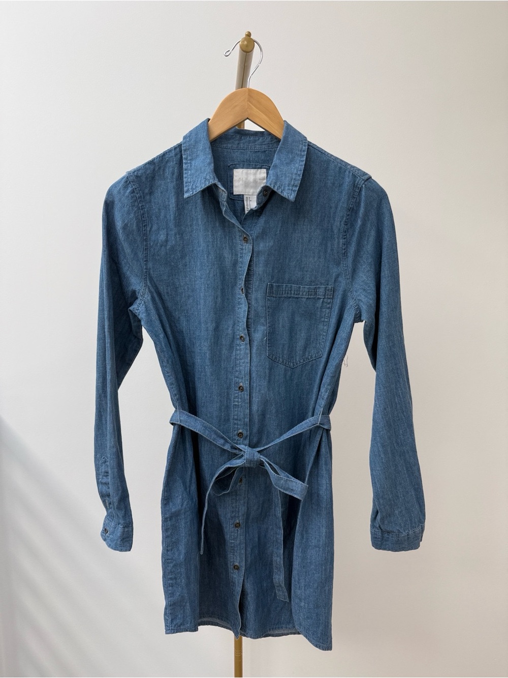 Blue Denim Jeans Belted Shirt Dress Size 2